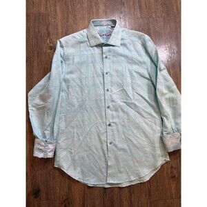 Robert Graham Men's S Classic Fit Geometric Button Up Linen Blend Flip Cuffs